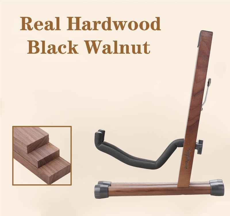 KingPoint Guitar Stand, Guitar Floor Stand, Acoustic Electric Wooden A Frame Folding Guitar Holder Adjustable for Bass, Cello, Mandolin, Banjo, Ukulele (Black Walnut) - Image 5